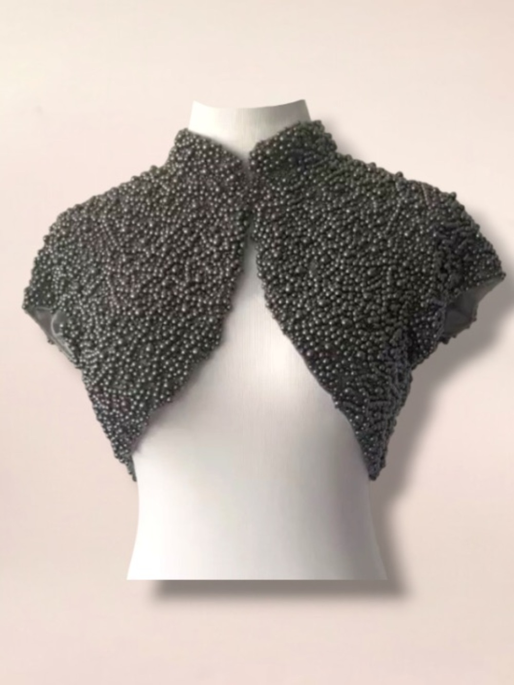 AIDAN MATTOX Pearl Tulle Bride Bolero Shrug Cropped Cape Sleeve Jacket